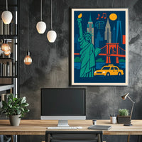 New York City Vibrant Urban Art Poster Modern Wall Art