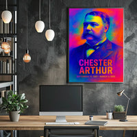 Chester A. Arthur 21st President of the United States Neon Gradient Overlay Poster