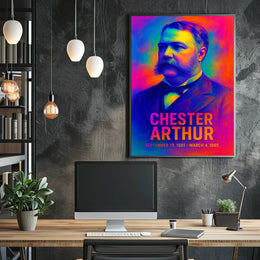 Chester A. Arthur 21st President of the United States Neon Gradient Overlay Poster