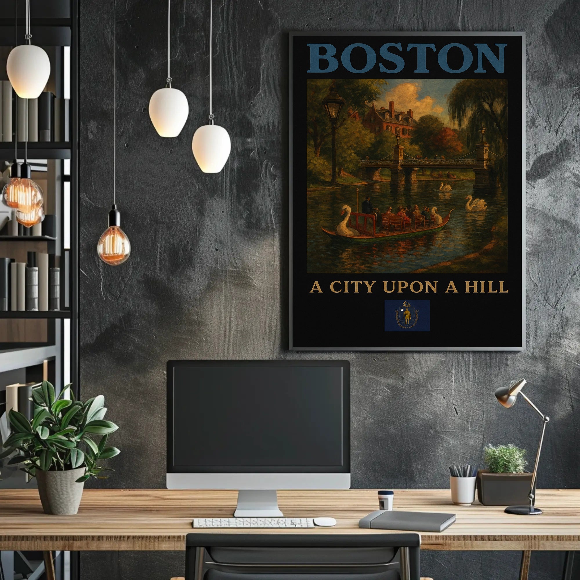 Boston Historical Charm Vintage Travel Poster