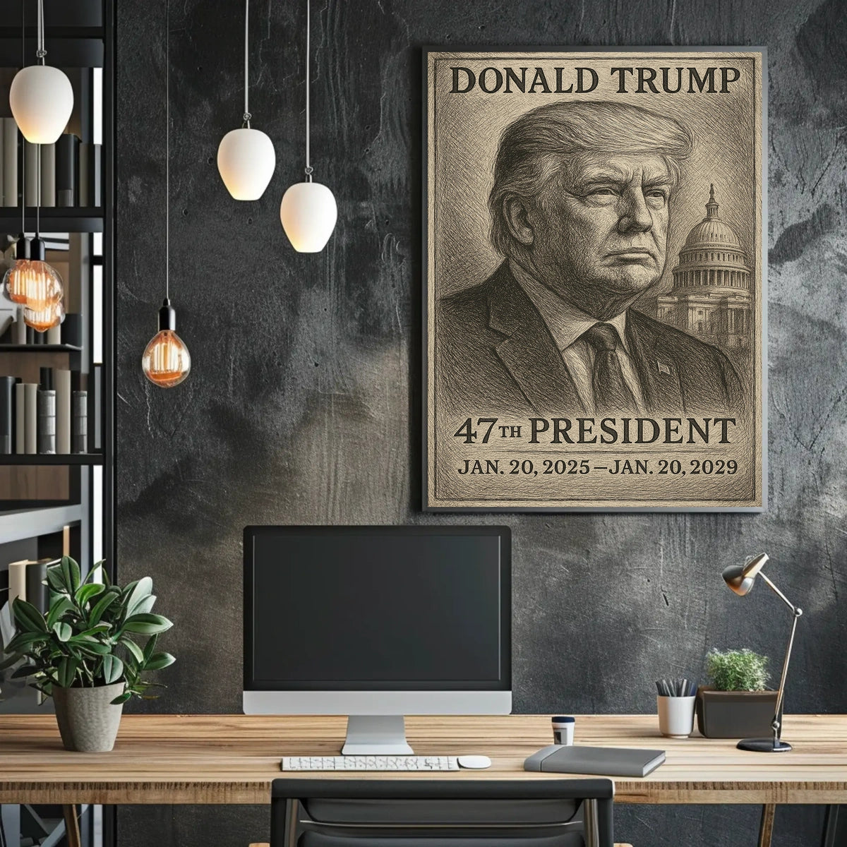 Donald Trump Reflective Leader at the Capitol Poster
