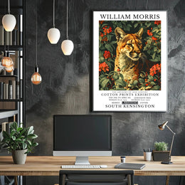 William Morris Vintage Cougar Botanical Art Animal Poster