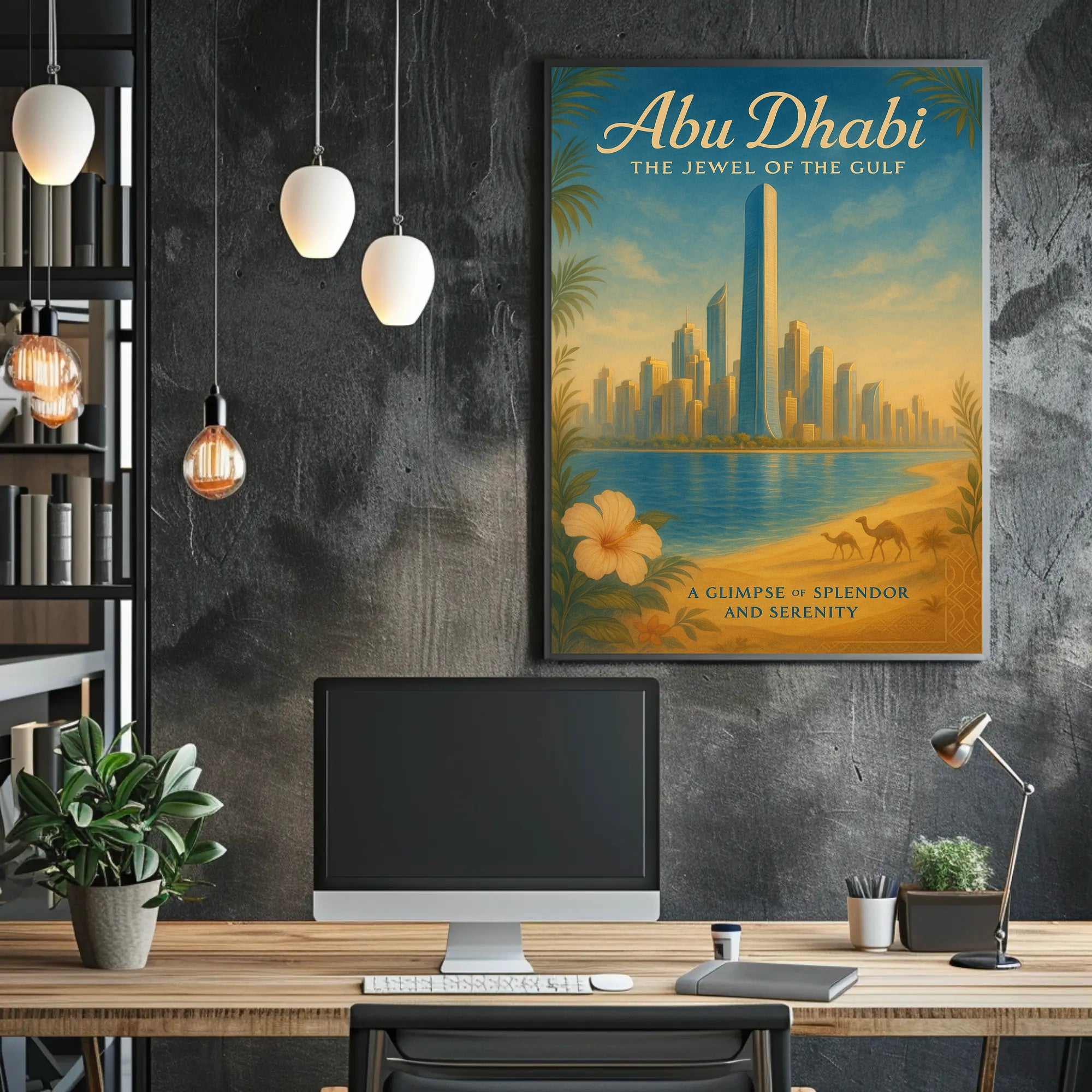 Abu Dhabi Skyline Tranquility Travel Poster