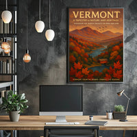 Vermont Autumn Landscape Poster Wall Art Print