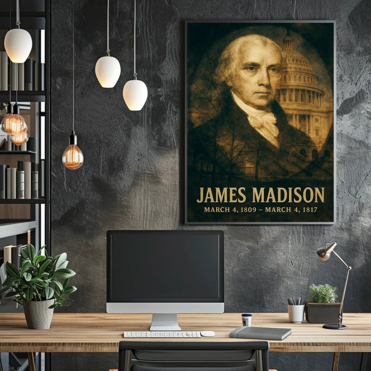 James Madison 4th President of the United States Double Exposure Poster