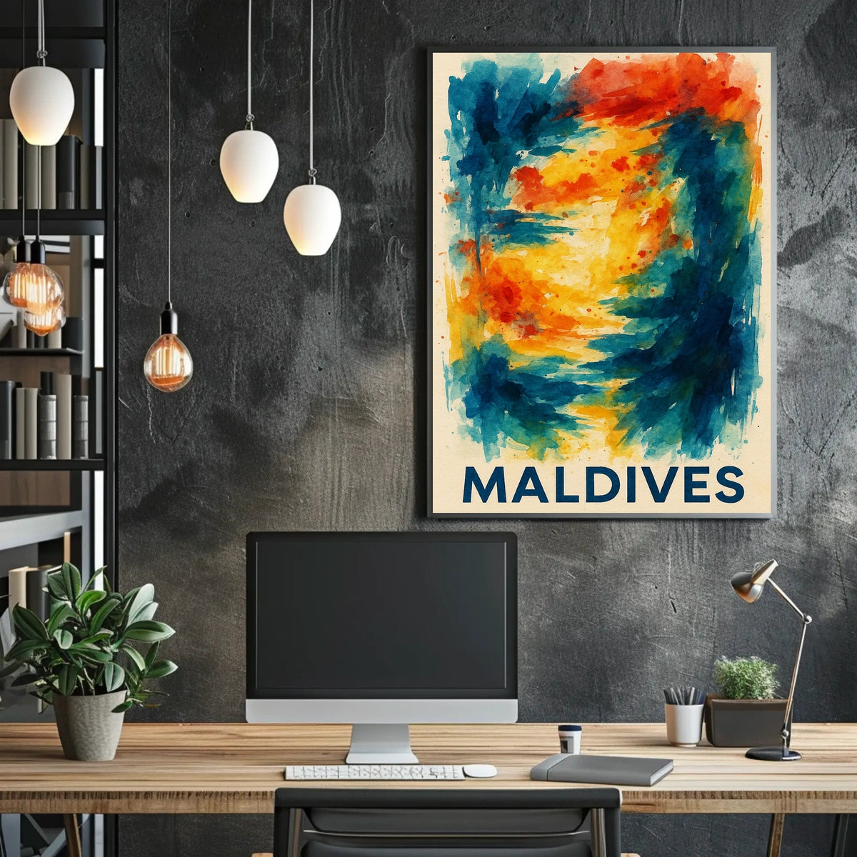 Maldives Color Splash Tropical Escape Beach Dreamscape Coastal Art Gallery Poster