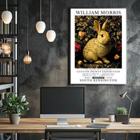 Vintage Rabbit with Floral Pattern Artistic Poster