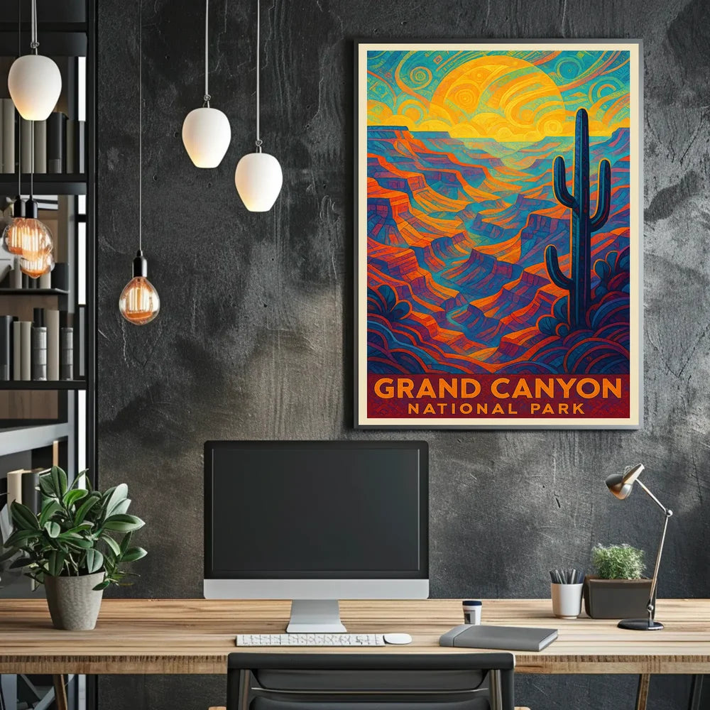 Psychedelic Vibrancy of Grand Canyon National Park Poster