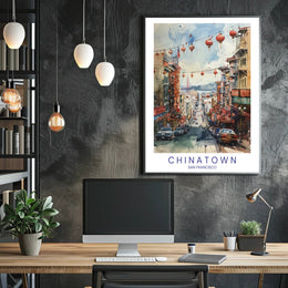 San Francisco Chinatown Watercolor Urban or Cityscape Poster PosterGoat