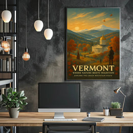 Vermont Travel Poster Vintage Scenic Wall Art