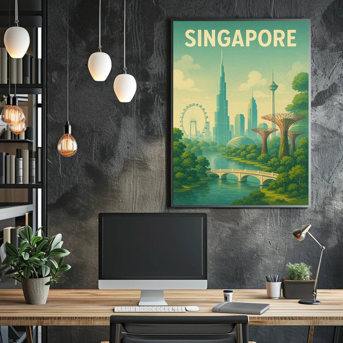 Singapore Skyline Illustration Poster