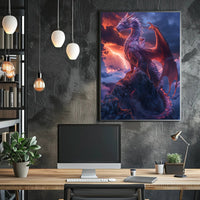 Majestic Dragon Over Stormy Peak Fantasy or Mythology Poster PosterGoat