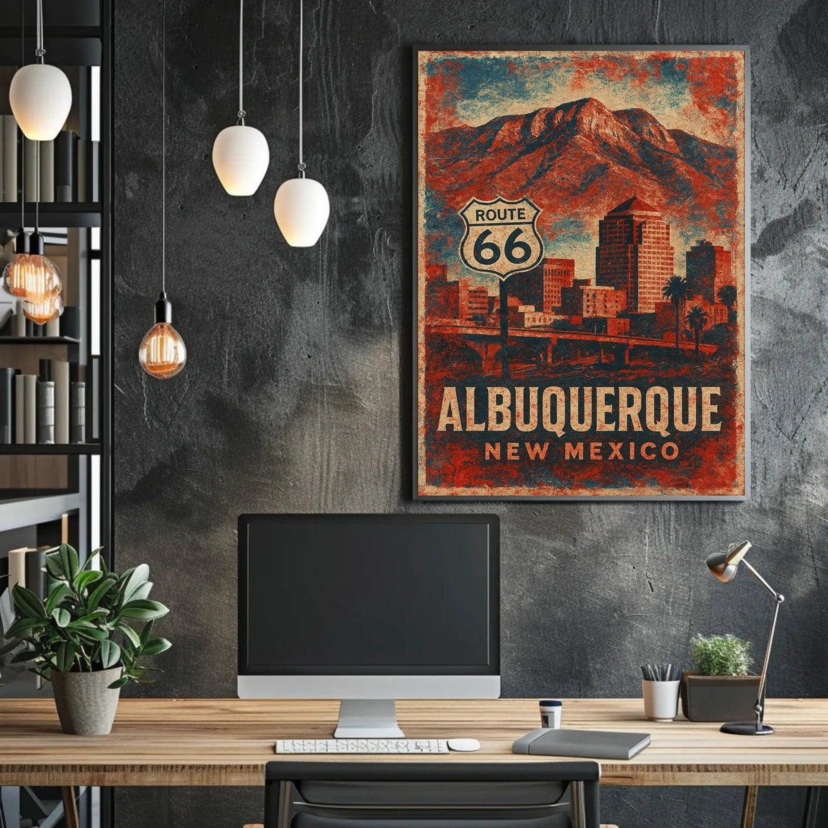 Albuquerque Route 66 Southwestern Vintage Poster