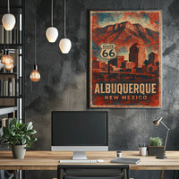 Albuquerque Route 66 Southwestern Vintage Poster