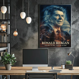 Ronald Reagan 40th President of the United States Double Exposure Poster