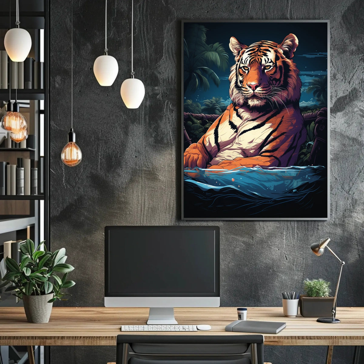 Tropical Tiger in Jungle Environment - Animal Poster