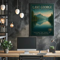 Lake George Adirondack Vista Poster Vintage Travel Wall Art