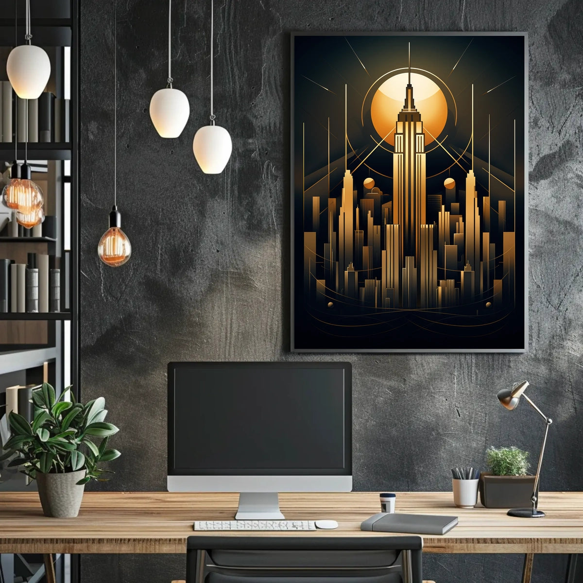Empire State Art Deco New York Travel Poster