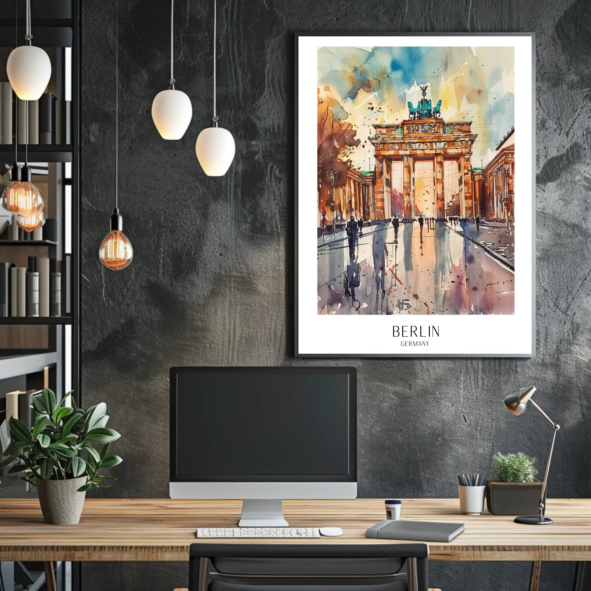 Brandenburg Gate Watercolor Urban or Cityscape Poster PosterGoat