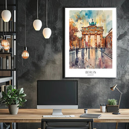 Brandenburg Gate Watercolor Urban or Cityscape Poster PosterGoat