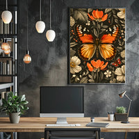 Vibrant Butterfly and Flowers Decorative Animal Poster