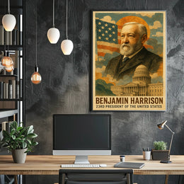 Benjamin Harrison 23rd President of the United States Layered Digital Collage Poster