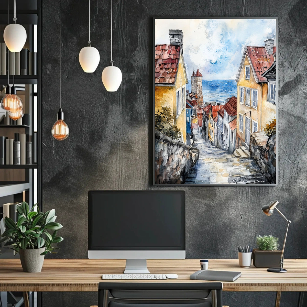Sweden Visby Coastal Town Seaside Landscape Poster