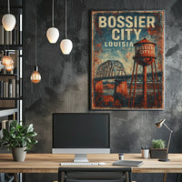 Bossier City Louisiana Scenic Wanderlust Cityscape Heritage Decor Collectible Souvenir Wall Art Poster