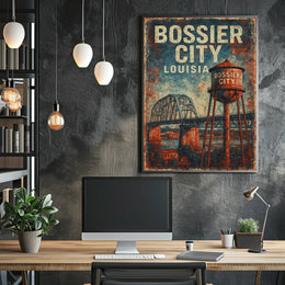 Bossier City Louisiana Scenic Wanderlust Cityscape Heritage Decor Collectible Souvenir Wall Art Poster