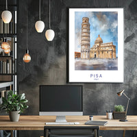 Leaning Tower of Pisa Watercolor Travel Poster PosterGoat