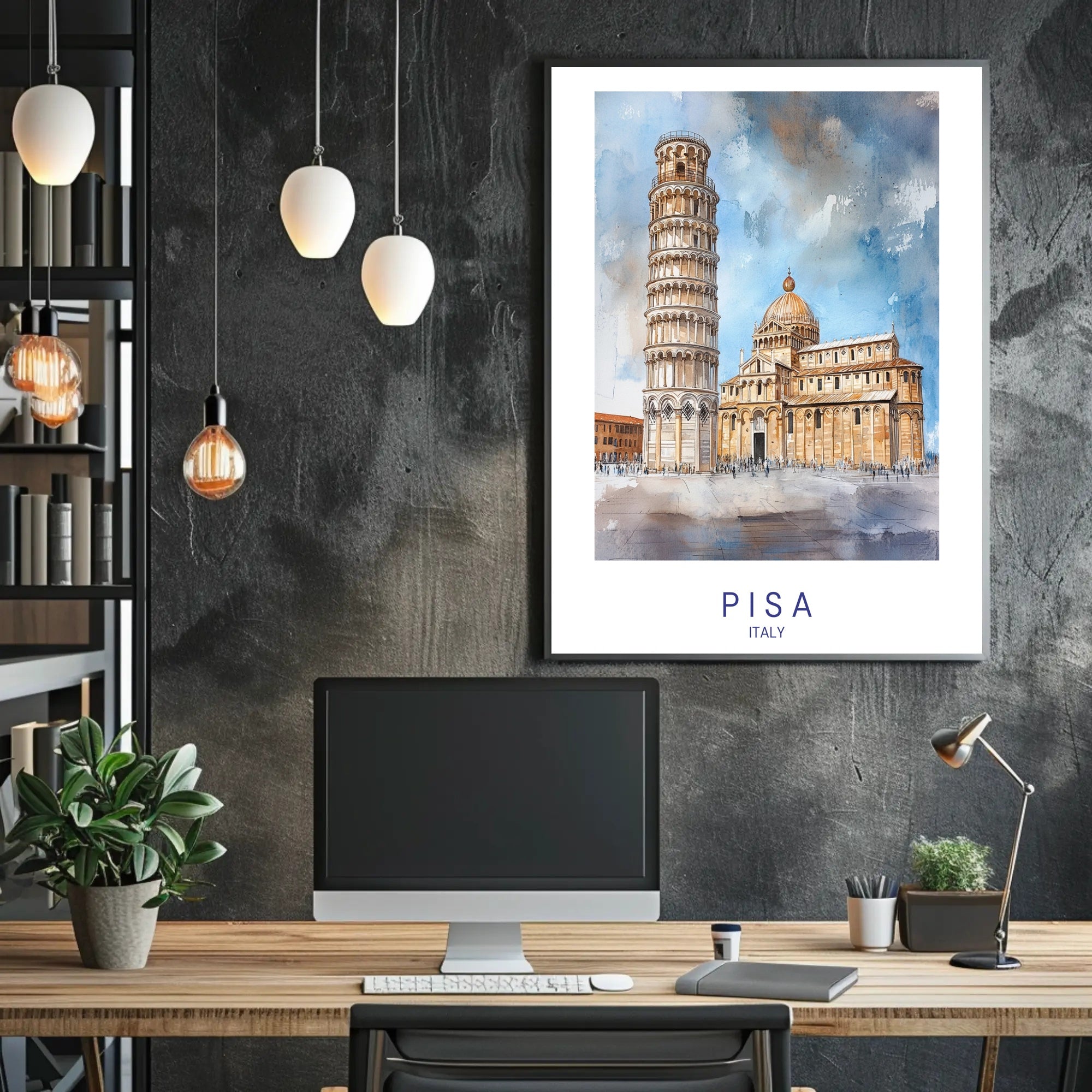 Leaning Tower of Pisa Watercolor Travel Poster PosterGoat