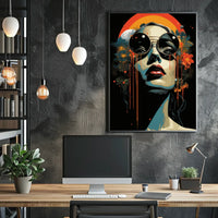 Stylized Portrait with Abstract Floral Elements Artistic Poster