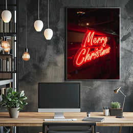 Merry Christmas Neon Glow Poster