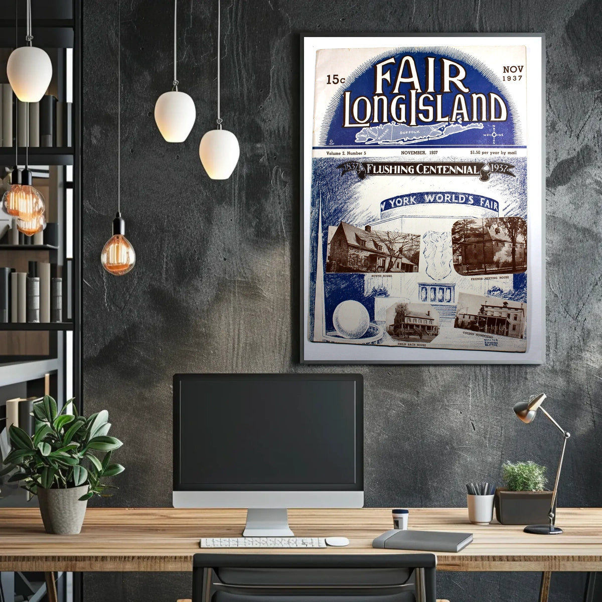 Flushing Centennial 1937 Vintage Architecture Poster Print