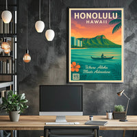 Honolulu Tropical Adventure Vintage Travel Poster PosterGoat