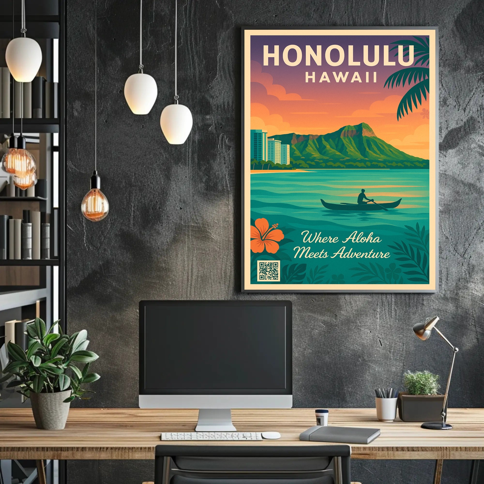 Honolulu Tropical Adventure Vintage Travel Poster PosterGoat