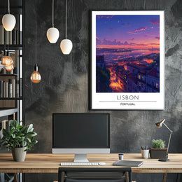 Lisbon Twilight Magic Scenic View Urban or Cityscape Poster
