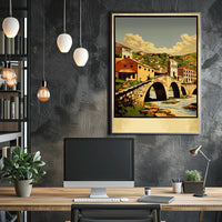 Scenic Bridge in a Quaint Village Poster