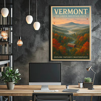 Vermont Scenic Poster Vintage Travel Wall Art