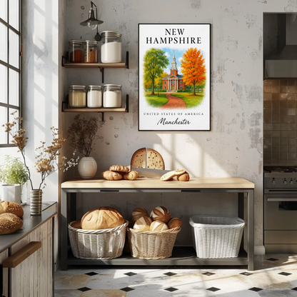 New Hampshire, Manchester Signature Series Vintage Travel Poster