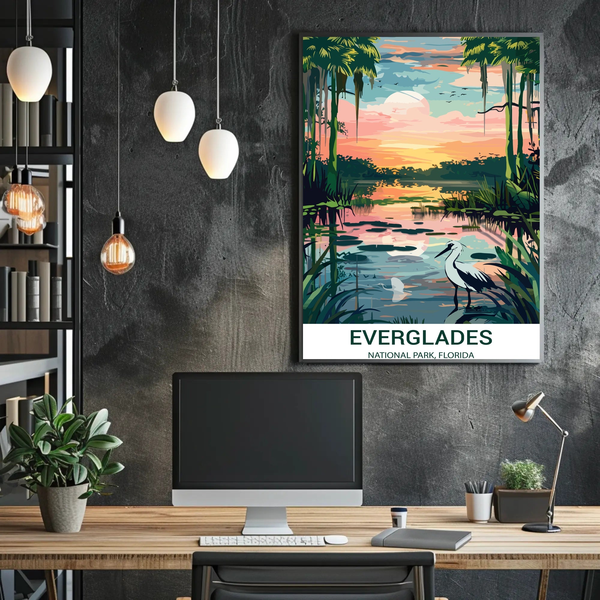 Everglades National Park Vintage Sunset Scenery Poster