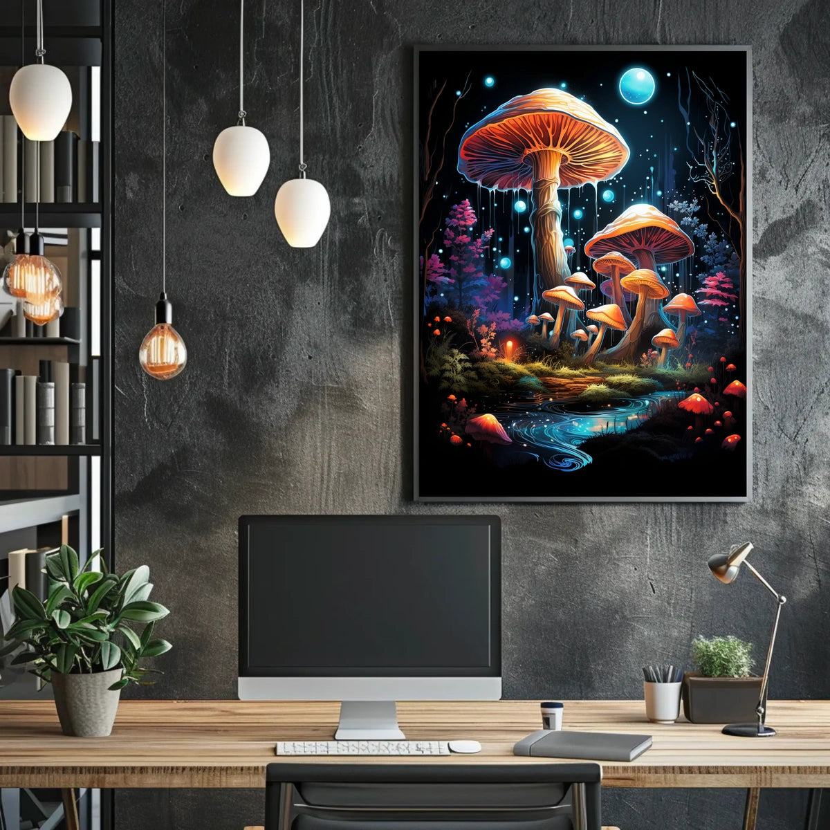 Mystical Luminescent Forest Fantasy Art Poster