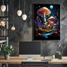 Mystical Luminescent Forest Fantasy Art Poster
