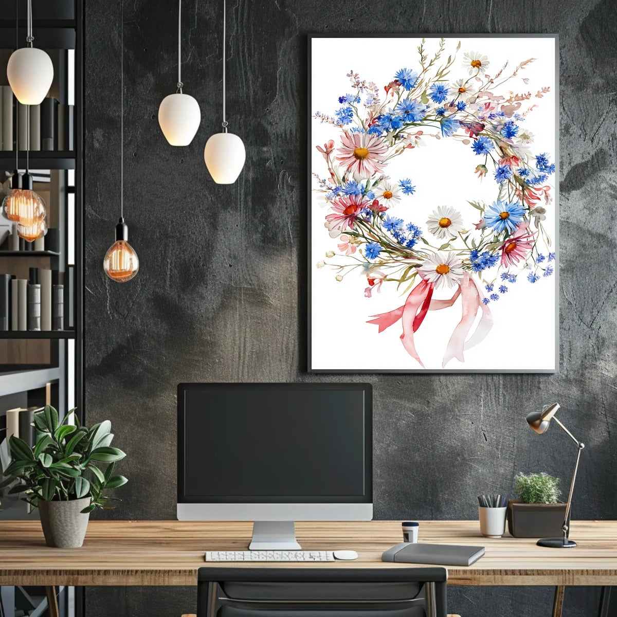 Vibrant Wreath Made Of Wildflowers Wall Decor Poster
