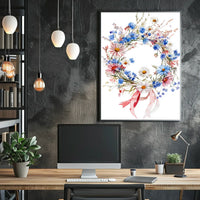 Vibrant Wreath Made Of Wildflowers Wall Decor Poster