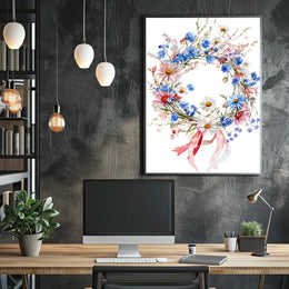 Vibrant Wreath Made Of Wildflowers Wall Decor Poster