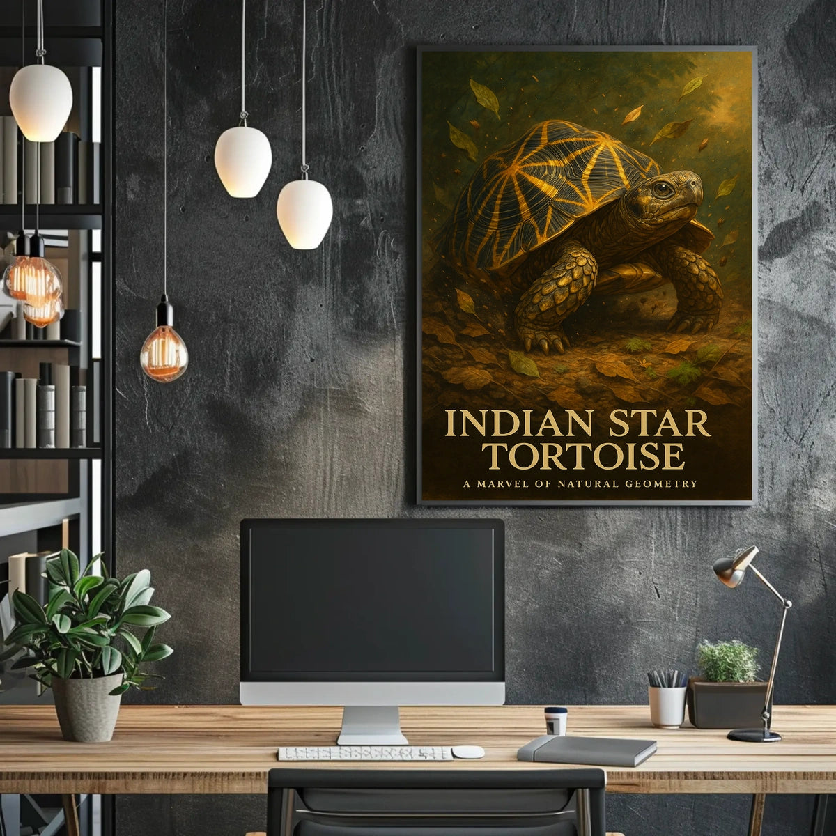 Indian Star Tortoise A Marvel of Natural Geometry Poster