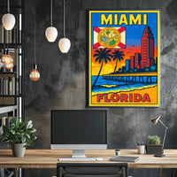 Miami, Florida Vibrant Cityscape Poster PosterGoat