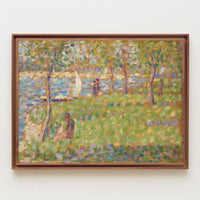 Serene Park Riverscape in Pointillist Style Artistic Poster