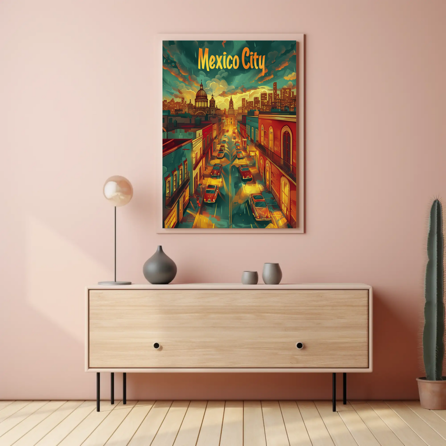 Mexico City Sunset Modern Skyline Travel Poster
